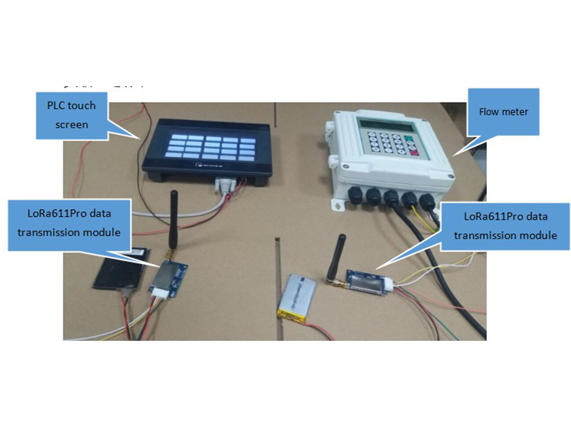 LoRa無線數(shù)傳模塊的應(yīng)用--PLC觸屏對(duì)接流量計(jì)實(shí)物連接圖